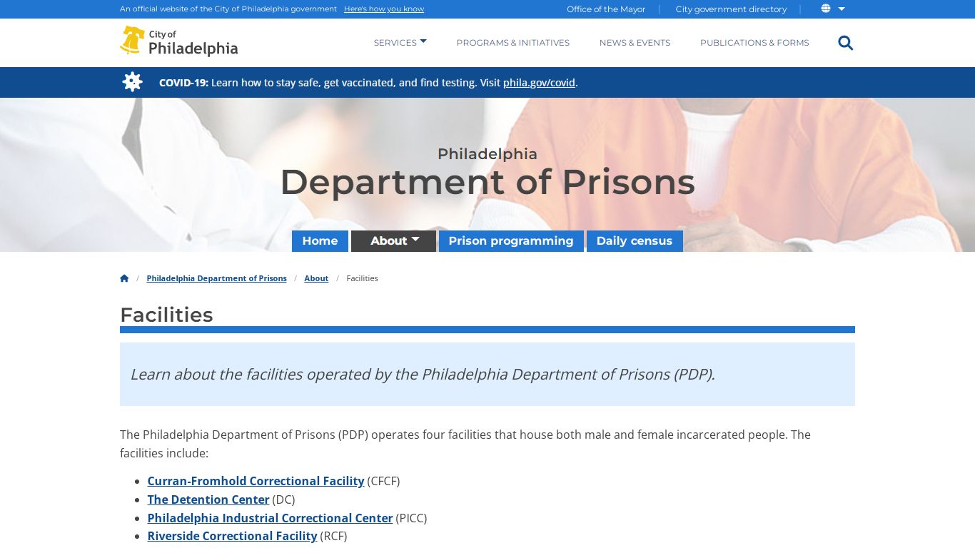 Facilities | Philadelphia Department of Prisons